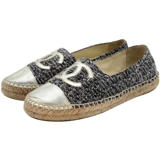 Chanel Metallic Tweed Espadrilles 40 Monogram 2018 Cc Flats CC-S0207P-C024 - Picture 4 of 12